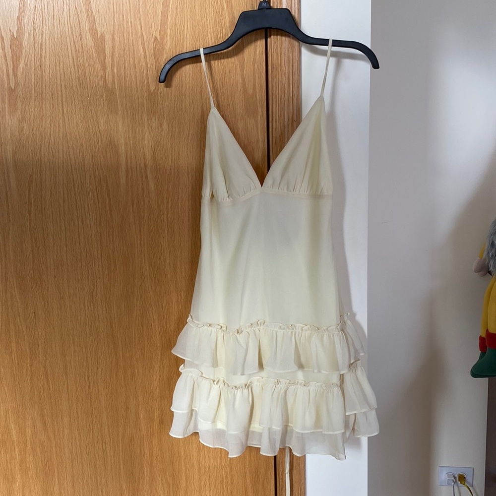 COPY - Baby yellow/ cream delicate strappy mini dress.